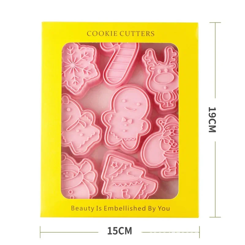 Conjunto de 8 Moldes de Biscoito de Natal 3D